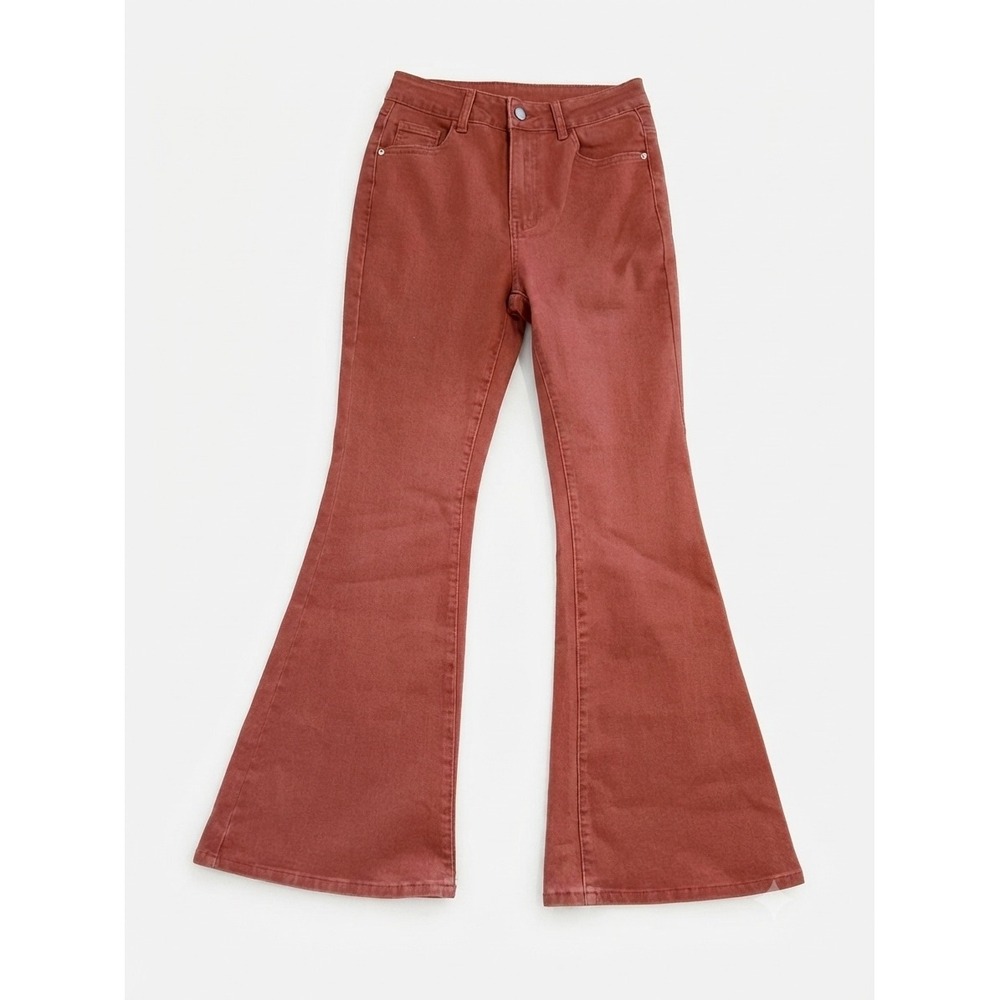 Gilipur High Waisted Flare Jeans Pink Terracotta Bell Bottoms MH1025 Size M NEW